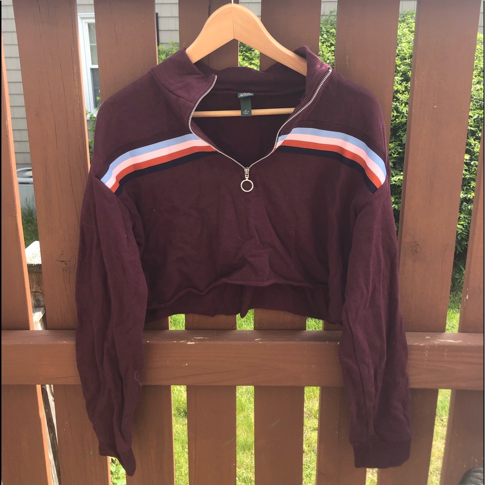 Purple 80s style crop sweatshirt